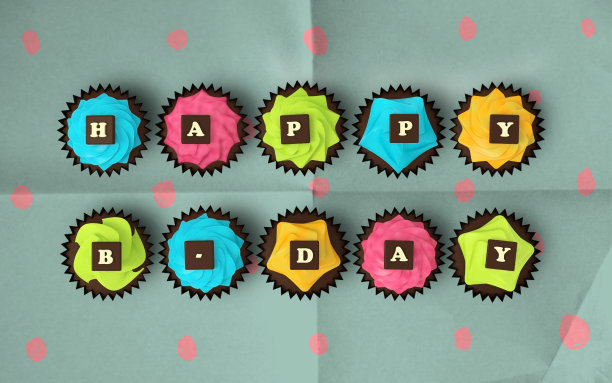 生日快乐纸杯蛋糕孤立在复古背景图片下载