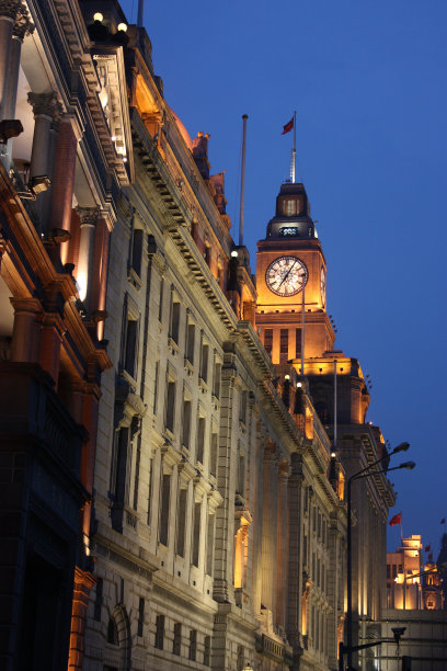 晚上，中国上海的外滩图片下载