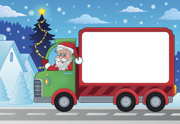 圣诞主题快递车形象4图片下载