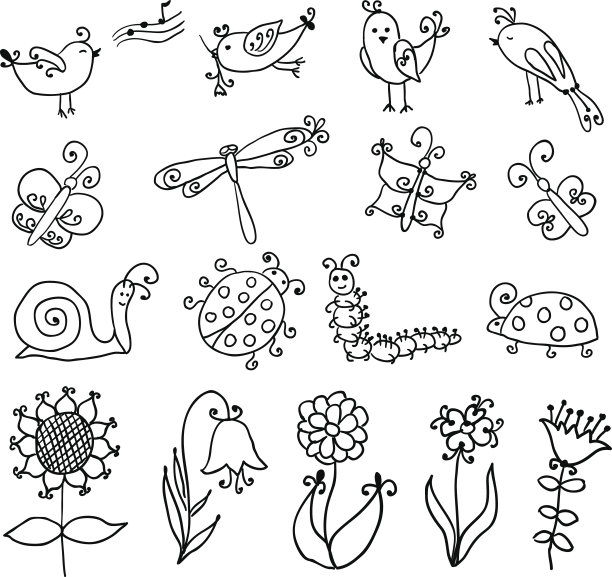 一套有趣的卡通昆虫孤立图片下载