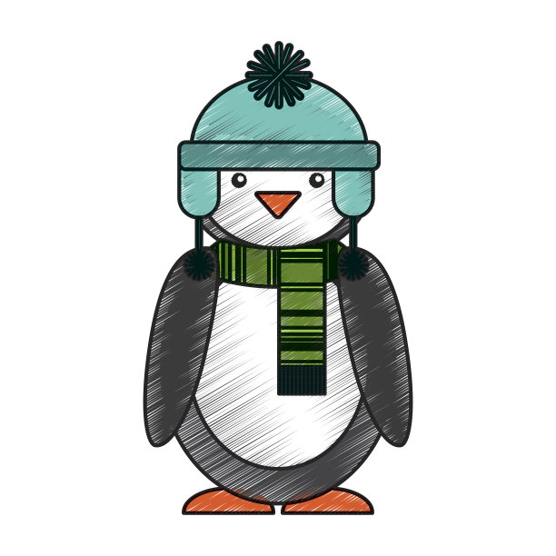 企鹅与冬季帽子的人物图片下载