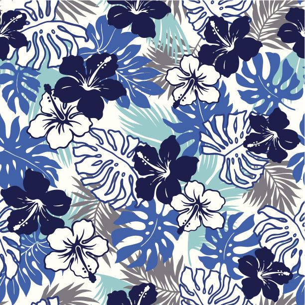 花和热带叶素材图片