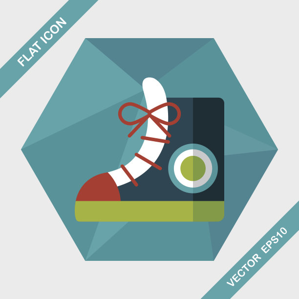 复古鞋平与长影子图标，eps10图片下载