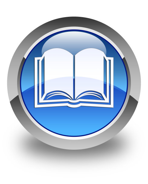 书图标亮蓝色圆形按钮图片下载