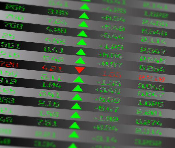 黑色的彩色股票行情板图片下载