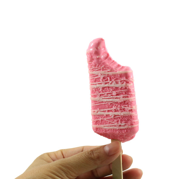 白色背景上的粉色冰淇淋棒图片下载