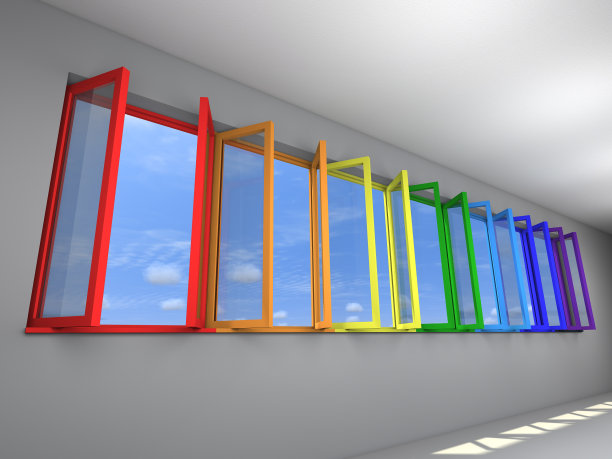 七扇窗户彩虹色图片下载