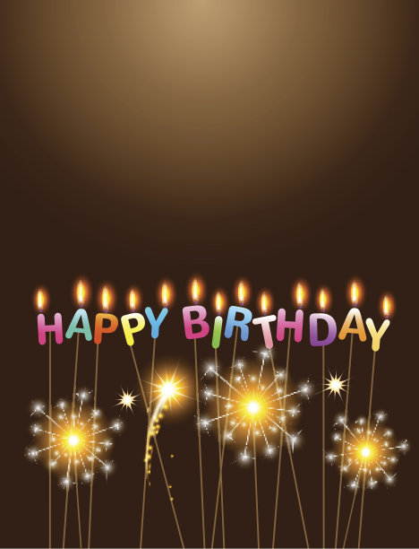 蜡烛和烟火庆祝生日快乐图片下载