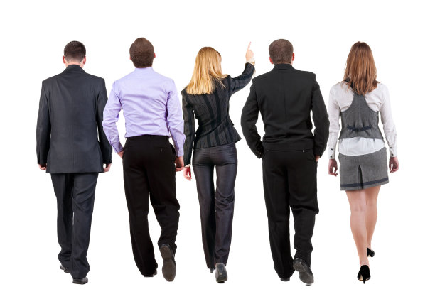 步行商业团队的后视图图片下载