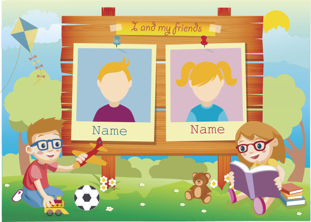 幼儿园儿童年鉴和两张照片图片下载