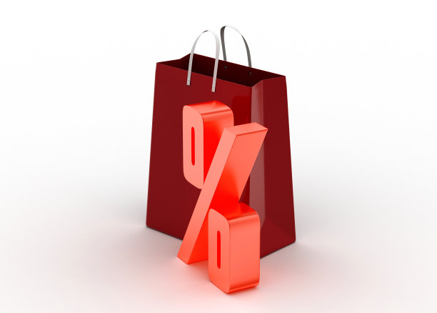 有百分比标志的购物袋图片下载