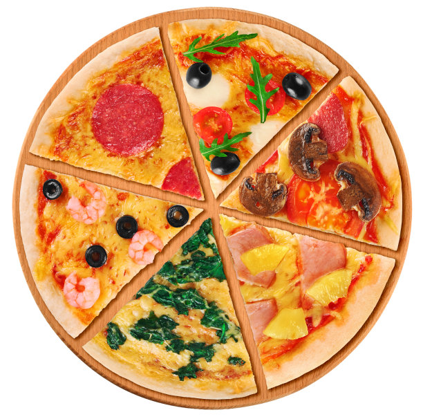 白色背景上的披萨。图片下载