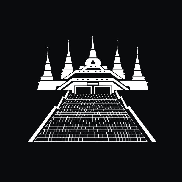 宝塔和寺庙剪影黑色图标图片下载