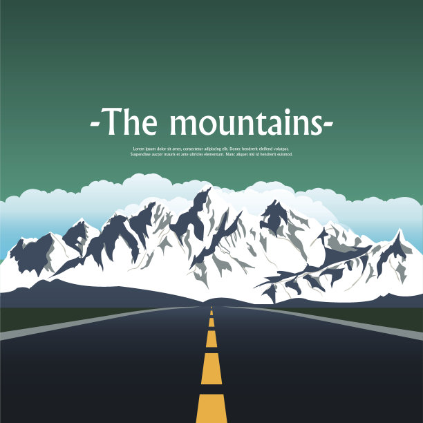 自然景观，高山和高速公路上的蓝天背景图片下载