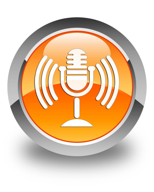 麦克风图标光滑的橙色圆形按钮图片下载