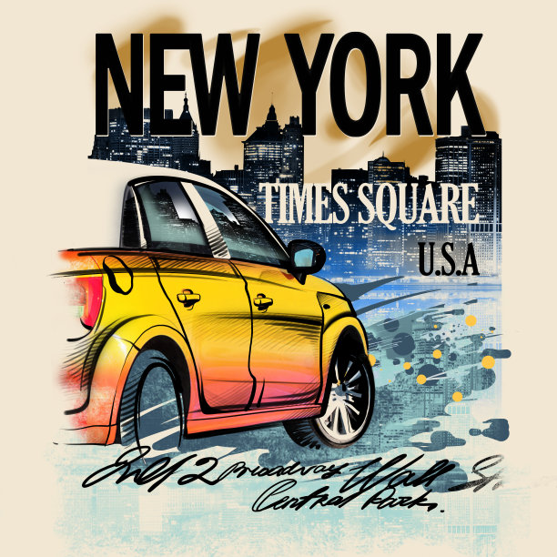 纽约一辆漆成黄色的车图片下载