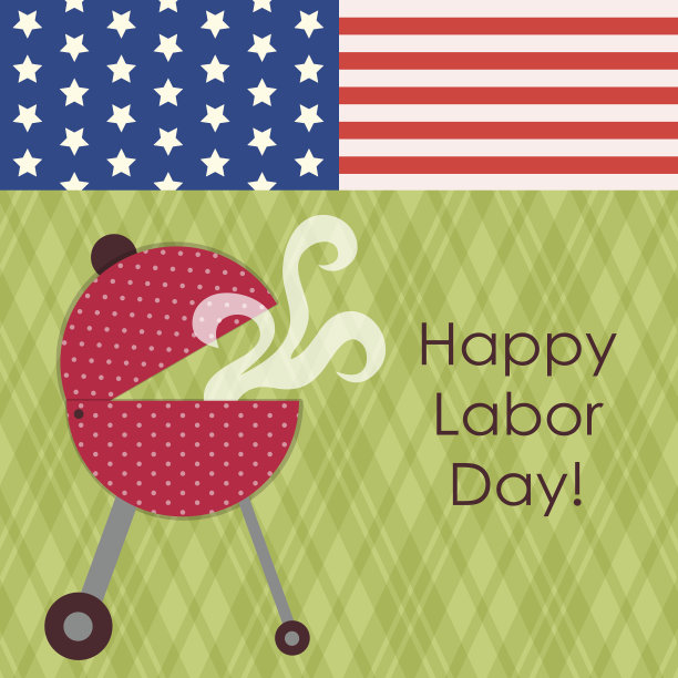 可爱的烧烤野餐作为老式劳动节卡片图片下载