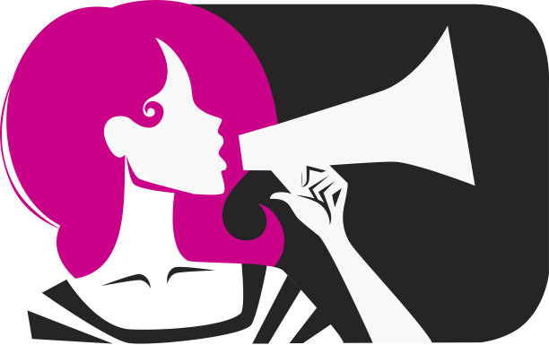 女孩对着扩音器大喊图片下载