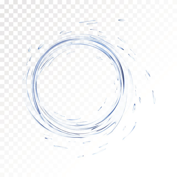水矢量飞溅孤立的透明背景。蓝色逼真的水圈与滴。前视图。3 d演示。半透明液体表面背景使用渐变网格工具创建。图片下载