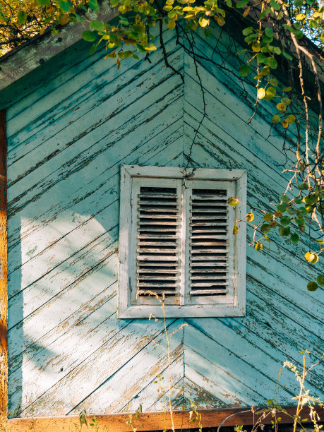 白色的百叶窗。房屋的正面图片下载