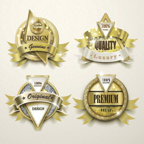 奢华的黄金和珠宝标签设计图片下载