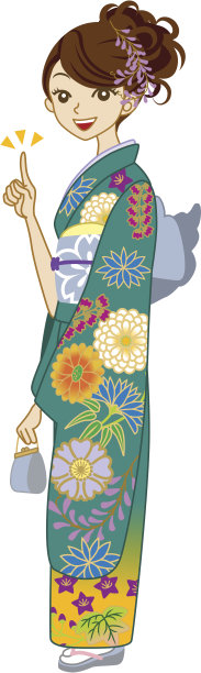 绿色和服的女人,一点图片下载