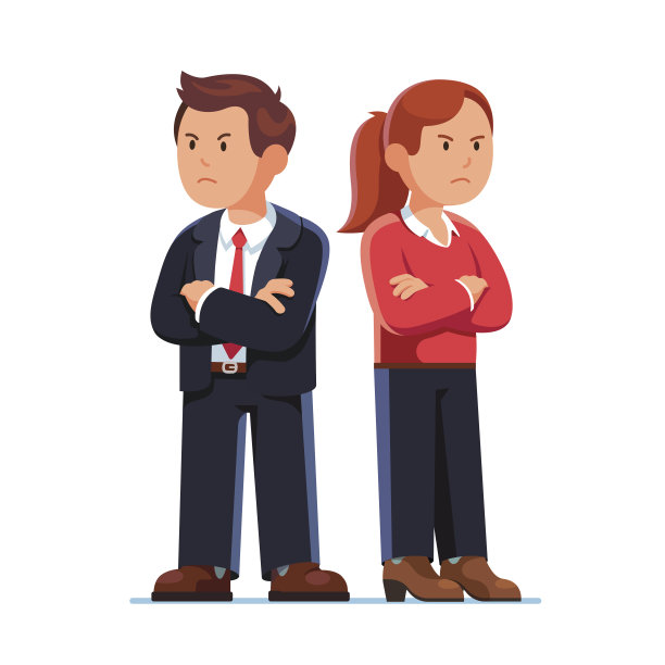 男人和女人吵架后背靠背站着图片下载