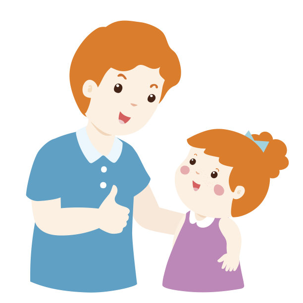 爸爸崇拜女儿的卡通形象向量图片下载