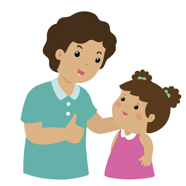 爸爸崇拜女儿的卡通形象向量图片下载