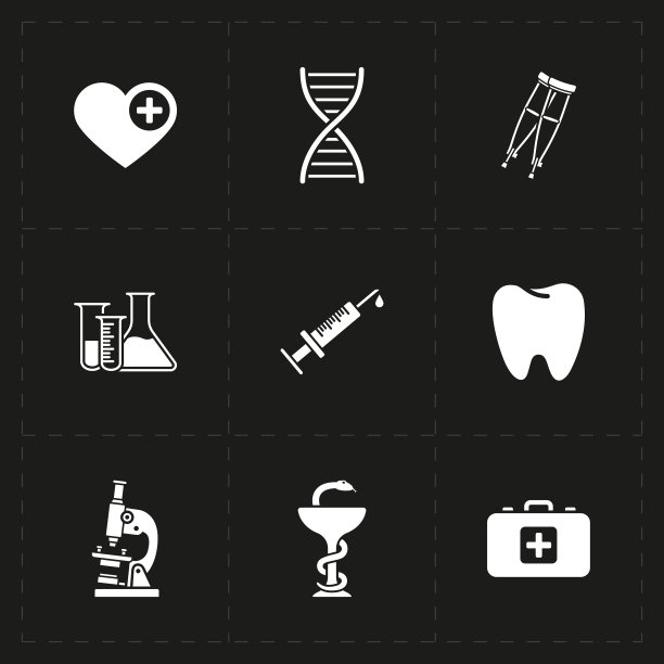 九个扁平药物图标图片下载