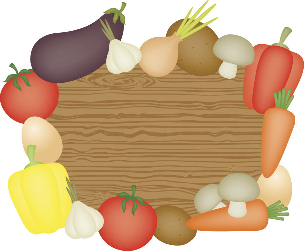 木制书桌和蔬菜图片下载