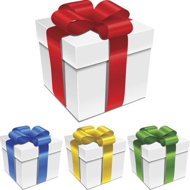 一套带蝴蝶结和丝带的礼品盒。图片下载