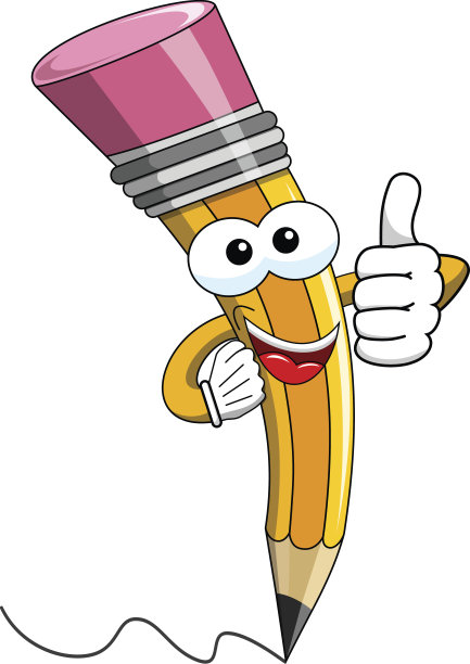 铅笔吉祥物卡通拇指向上孤立图片下载