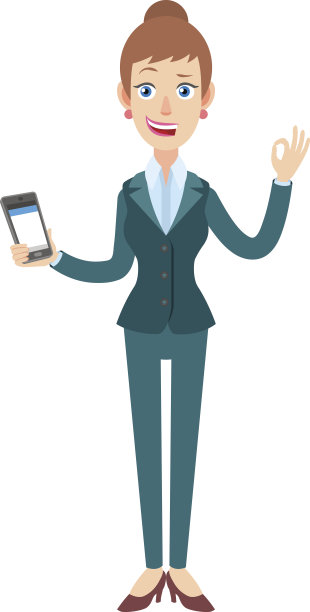 女商人拿着手机，并做了一个ok的手势图片下载