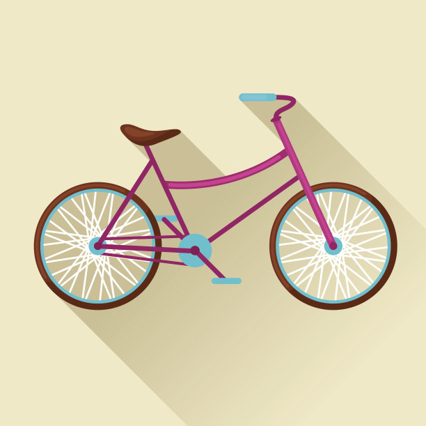自行车图标在平坦的风格。图片为网页横幅，网站图片下载