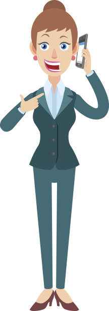 女商人用手指着他正在通话的手机图片下载