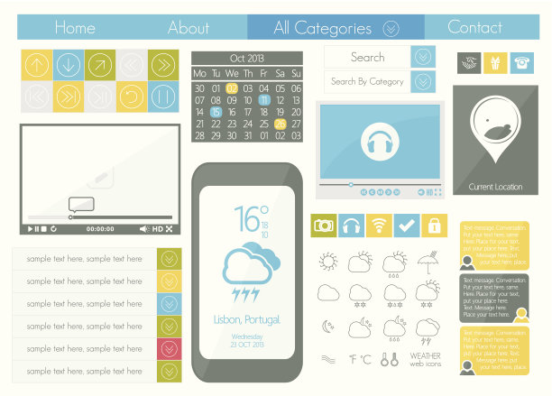 UI平面设计网页图标集图片下载