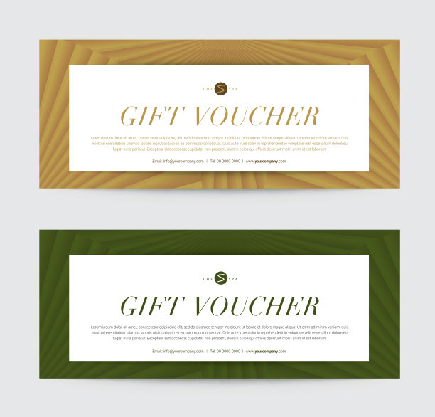 礼品券模板温泉，酒店度假村，矢量插图图片下载