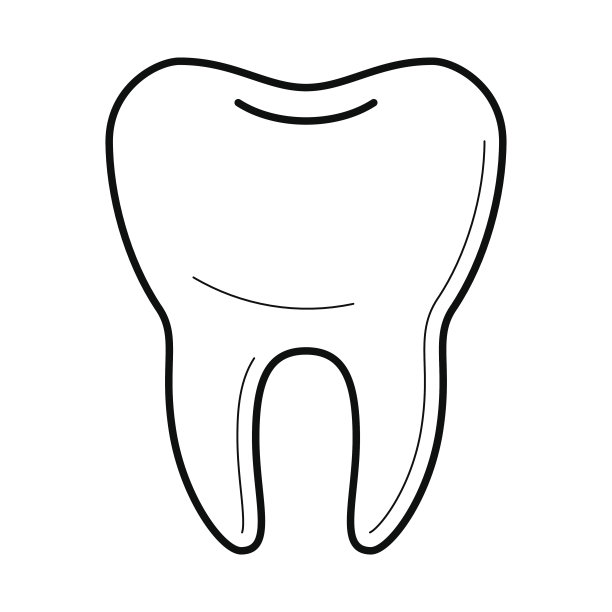 牙的图标在细线风格。素材图片