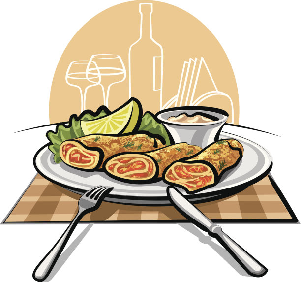 煎饼和鲑鱼图片下载