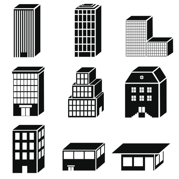 等距的简单建筑图标图片下载