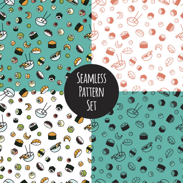 矢量无缝寿司模式集图片下载
