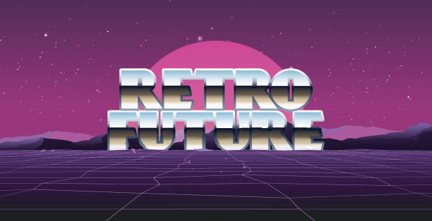 80年代复古科幻背景矢量未来合成复古波插图在80年代海报风格。向量Illustation,图片下载