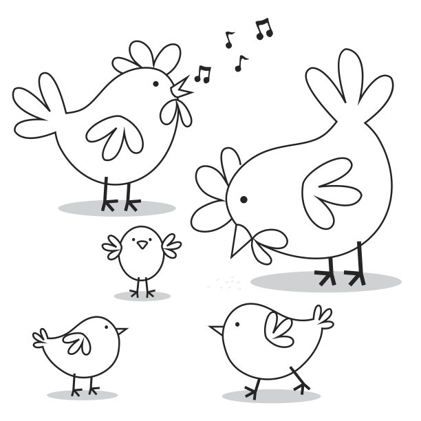 可爱的小鸡家庭设计涂鸦图片下载