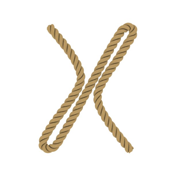 字母X由白色3D插图的Rope Isolated制作而成图片下载