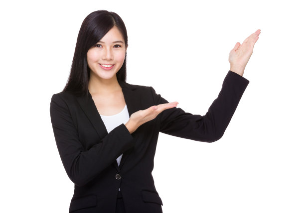 两个摊开手掌的女商人图片下载