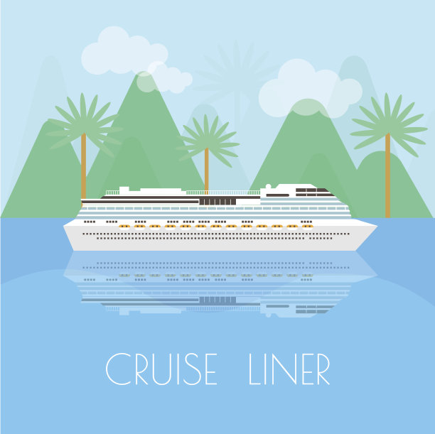 邮轮旅行横幅。是时候坐游轮环游世界了。平面风格的插图。图片下载
