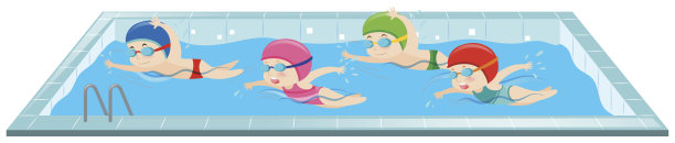 孩子们在游泳池里游泳图片下载
