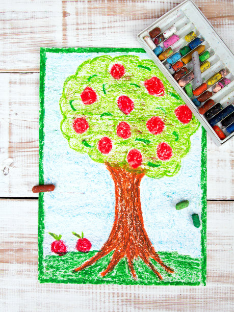 彩色图画:苹果树图片下载