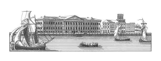 帝国科学院，圣彼得堡，俄罗斯|建筑插图图片下载